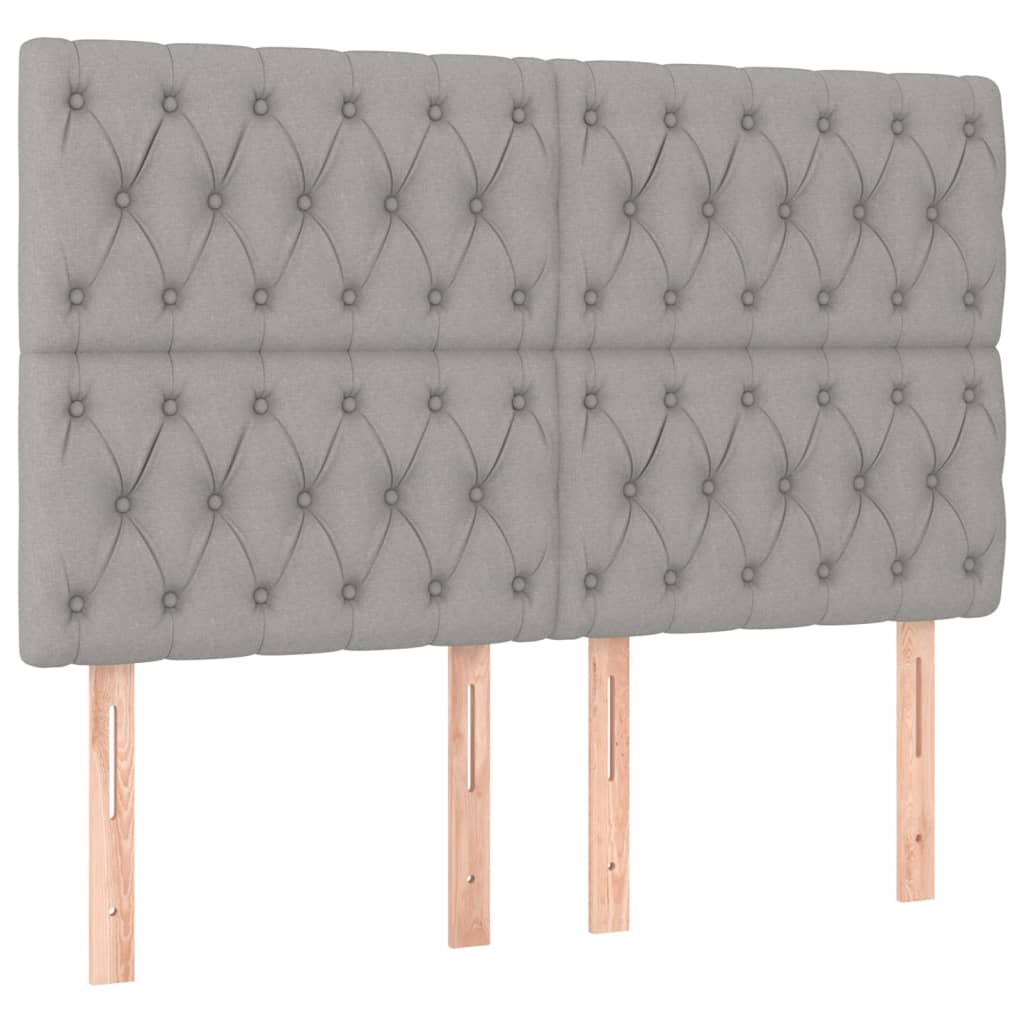 Világosszürke szövet led-es fejtámla 144x7x118/128 cm