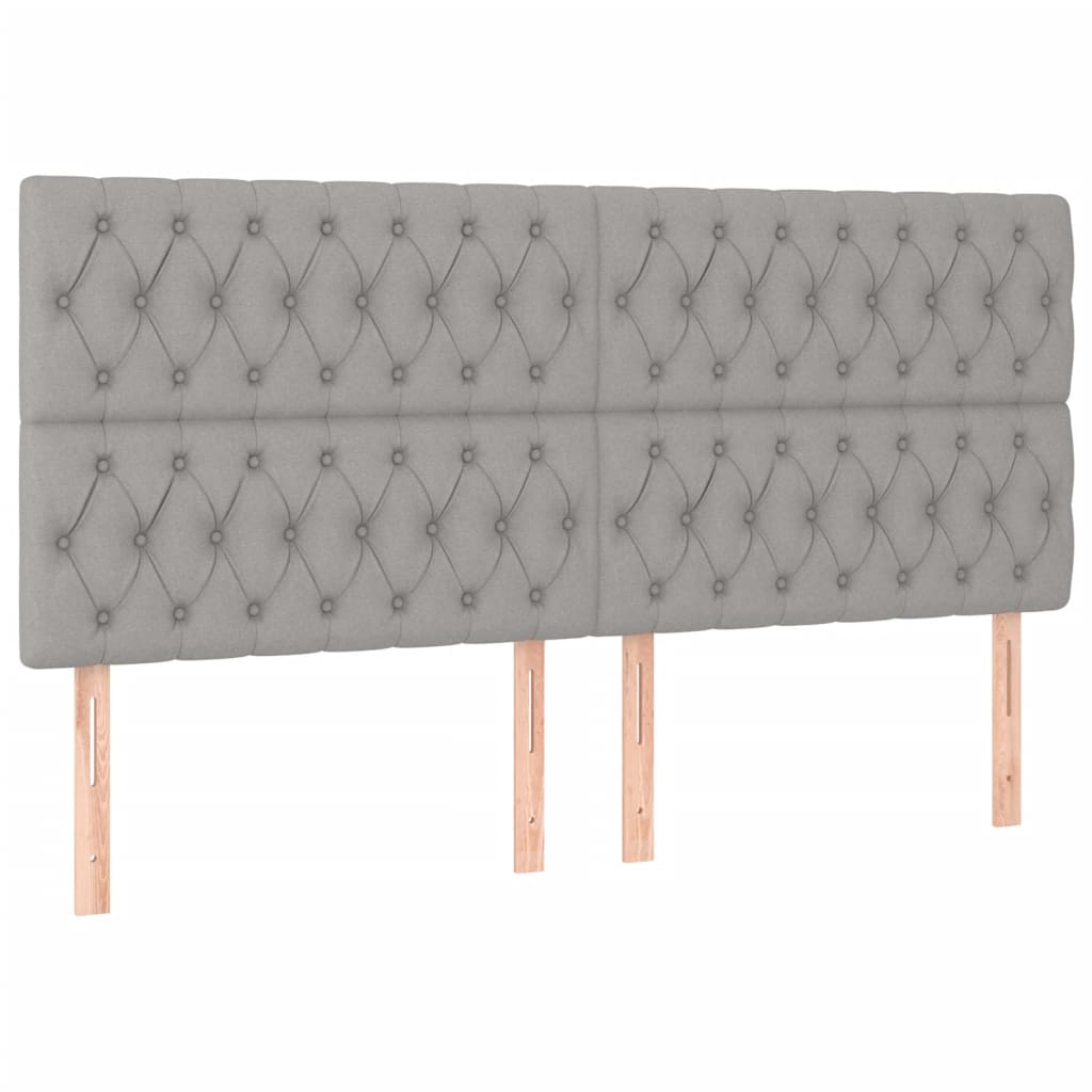 Világosszürke szövet led-es fejtámla 200x7x118/128 cm