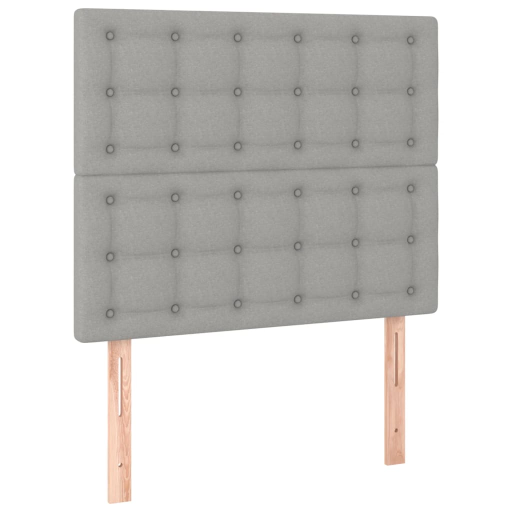 Világosszürke szövet led-es fejtámla 90x5x118/128 cm