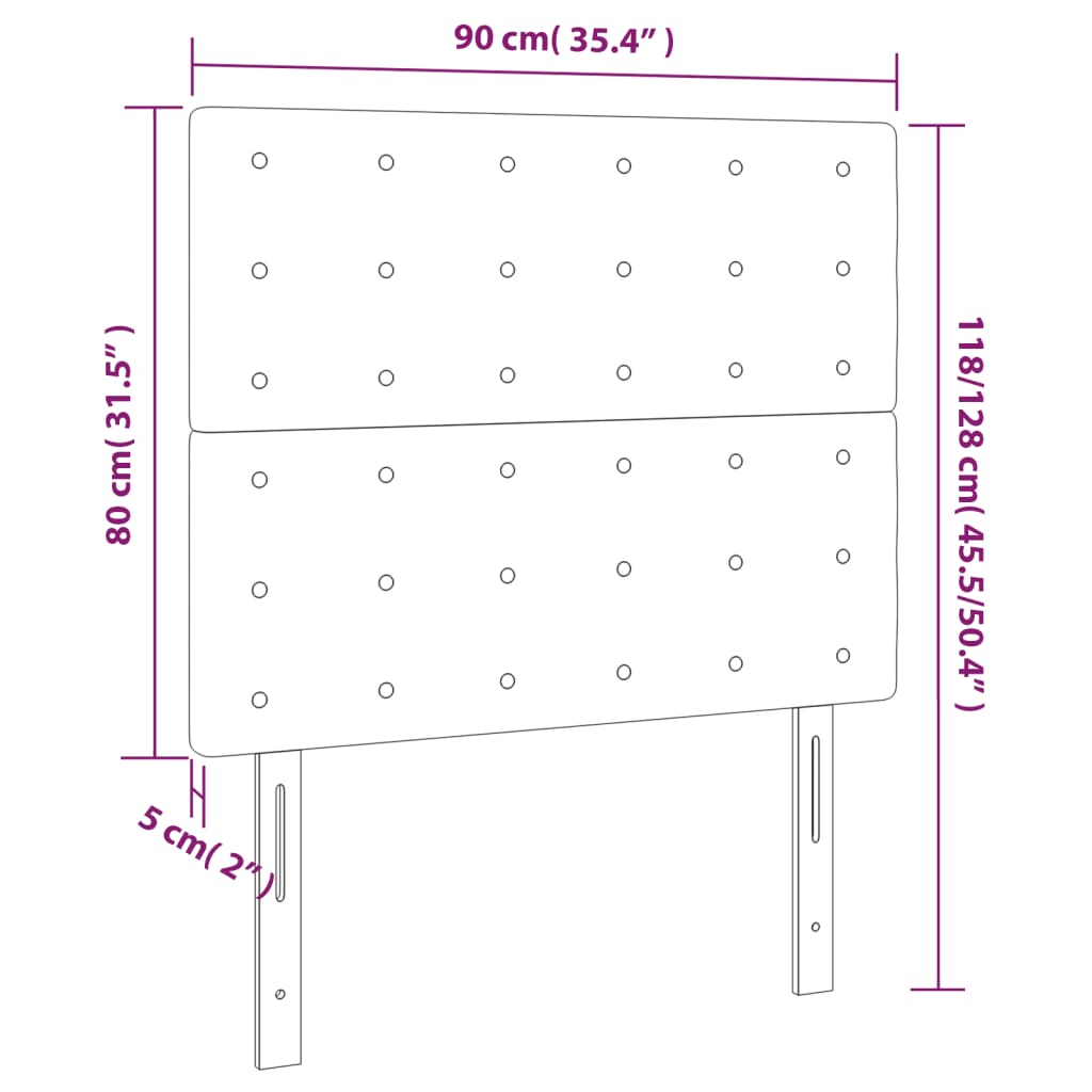 Krémszínű szövet led-es fejtámla 90x5x118/128 cm