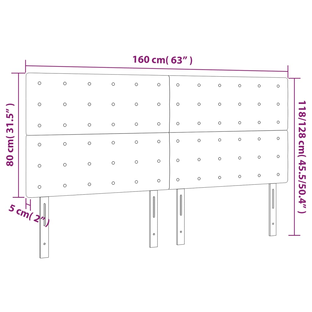 Világosszürke szövet led-es fejtámla 160x5x118/128 cm