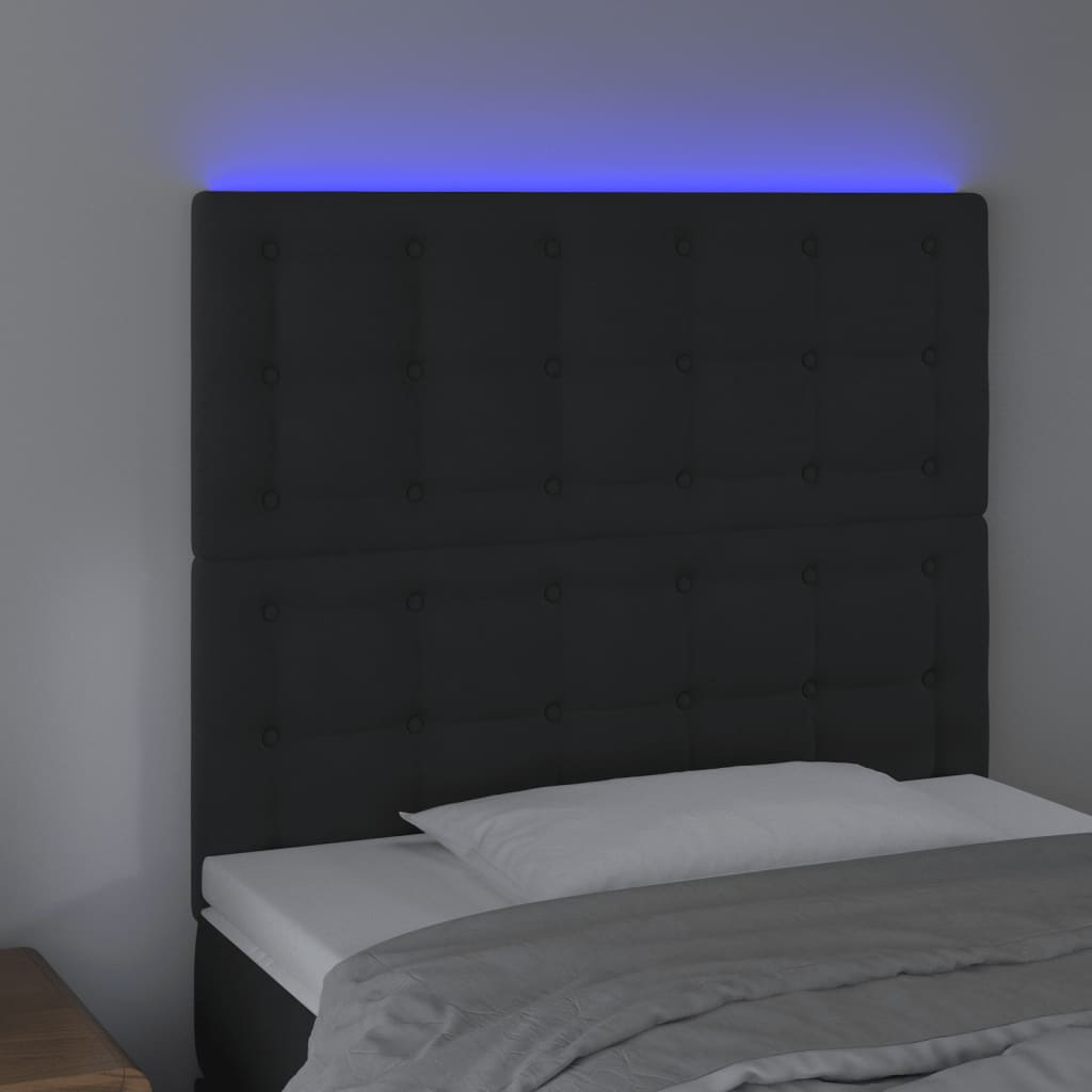 Fekete bársony led-es fejtámla 80x5x118/128 cm