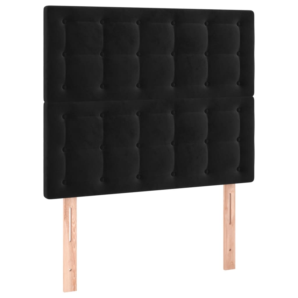 Fekete bársony led-es fejtámla 80x5x118/128 cm