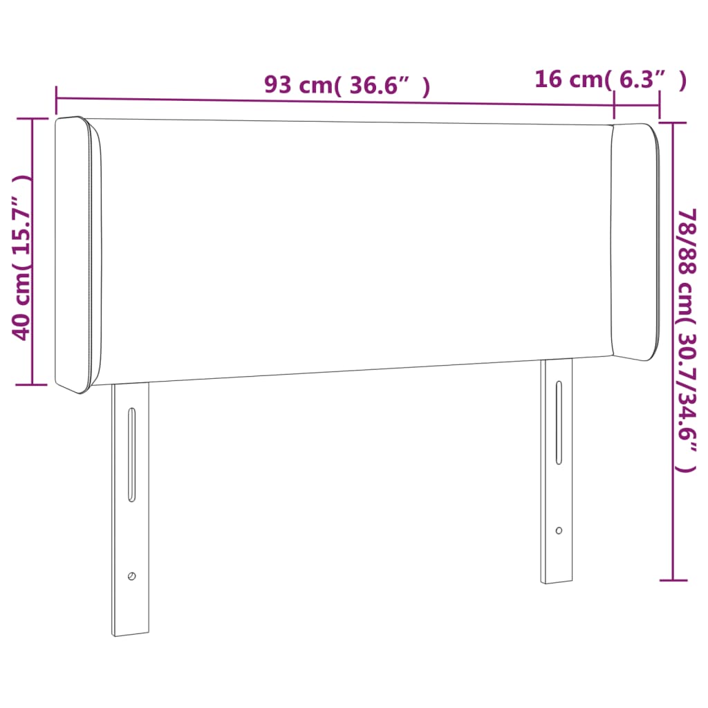 Világosszürke szövet led-es fejtámla 93 x 16 x 78/88 cm