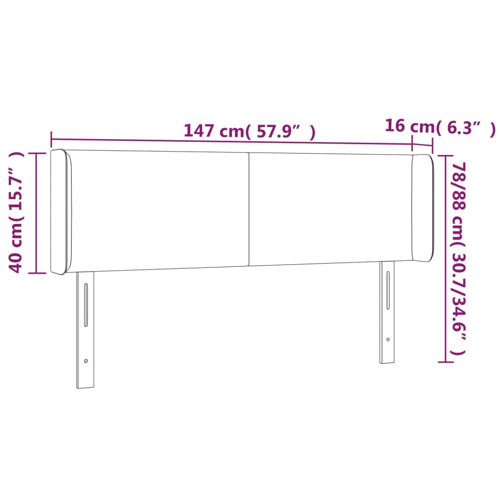 Világosszürke szövet led-es fejtámla 147 x 16 x 78/88 cm