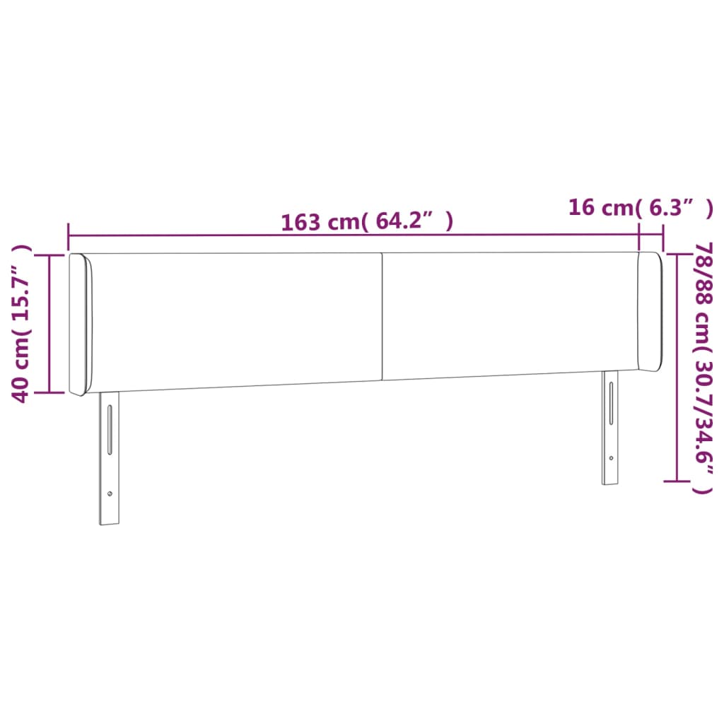 Világosszürke szövet led-es fejtámla 163 x 16 x 78/88 cm
