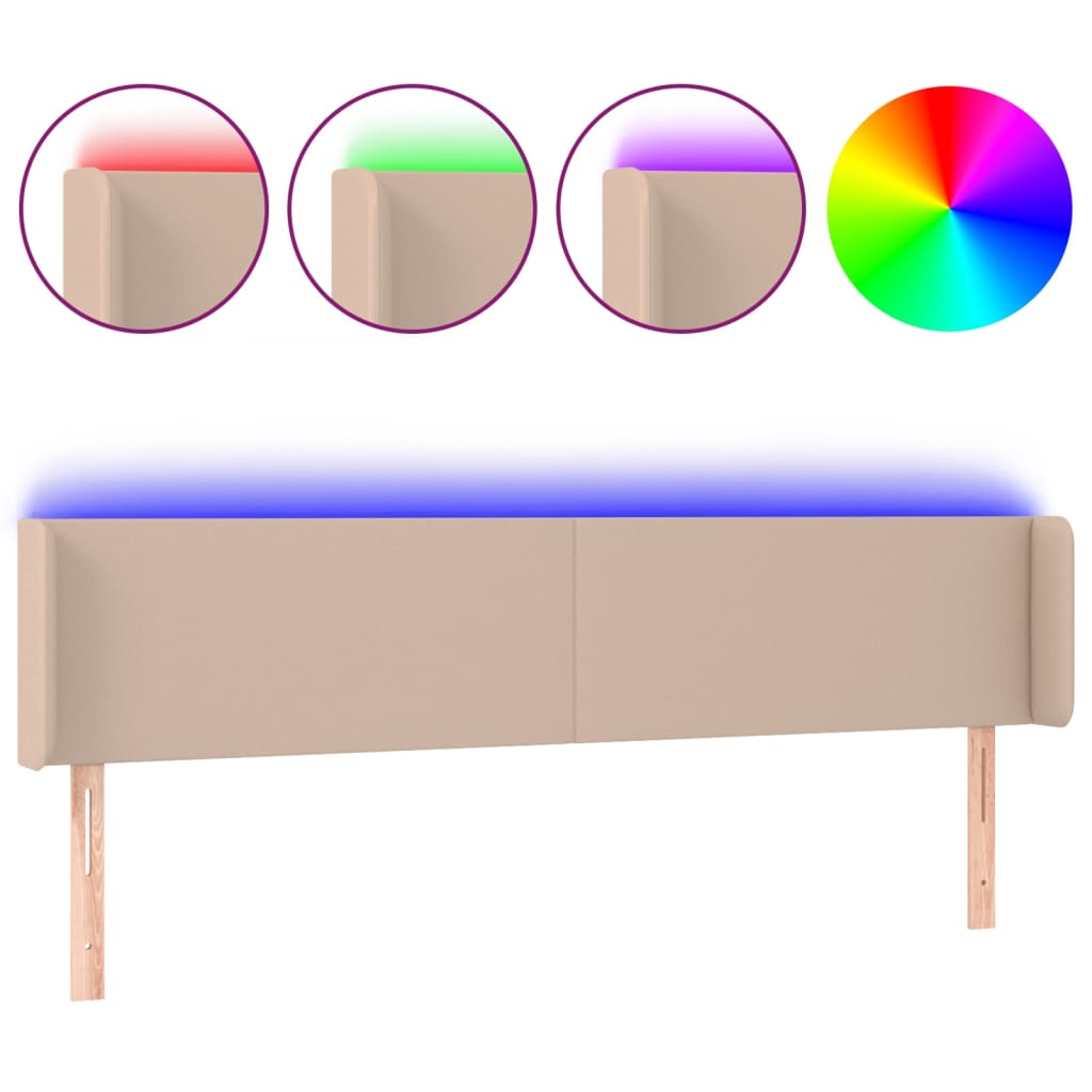 Cappuccino színű műbőr led-es fejtámla 183x16x78/88 cm
