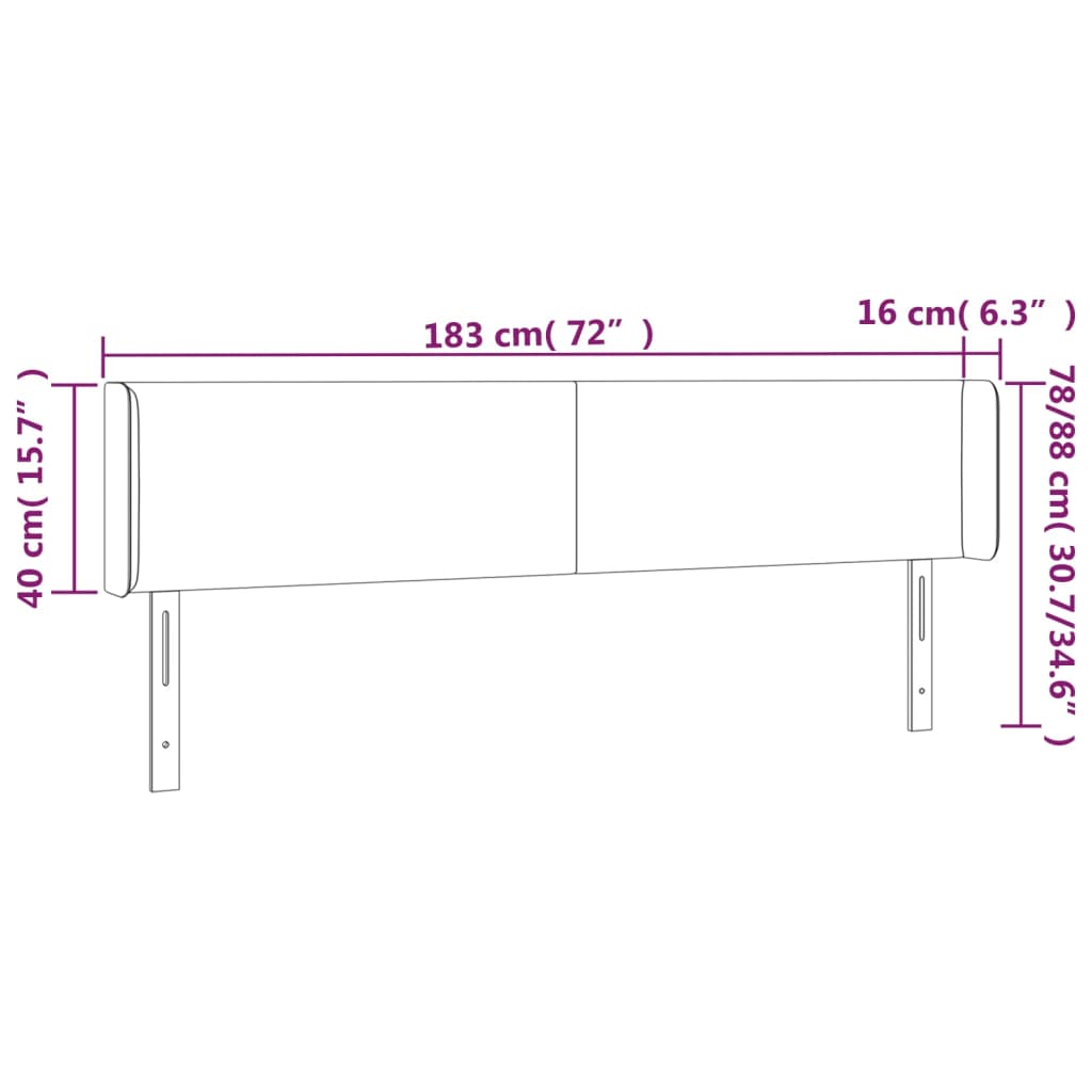 Cappuccino színű műbőr led-es fejtámla 183x16x78/88 cm