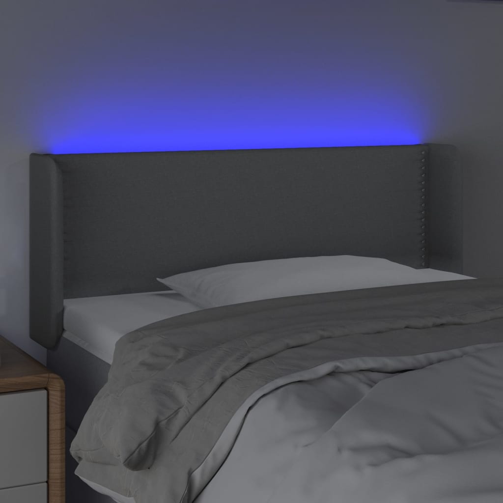 Világosszürke szövet led-es fejtámla 93 x 16 x 78/88 cm