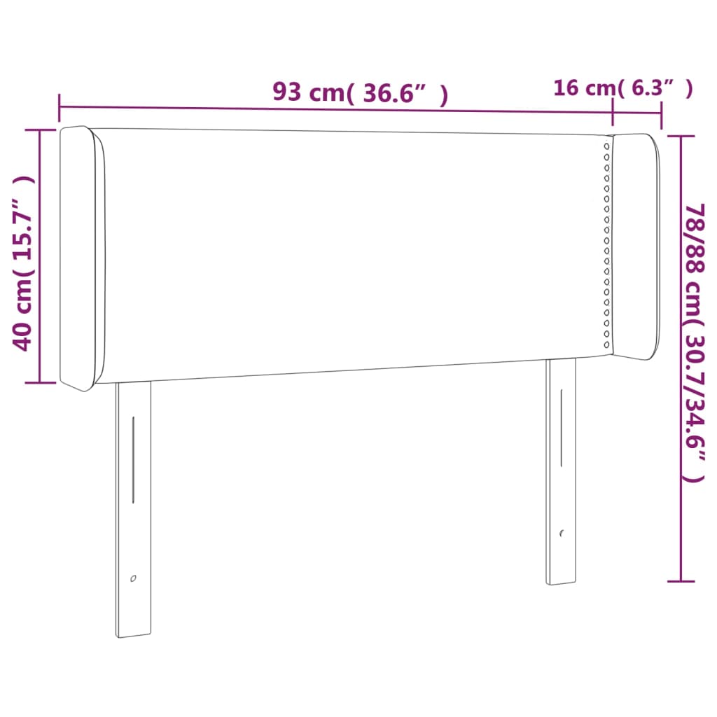 Világosszürke szövet led-es fejtámla 93 x 16 x 78/88 cm