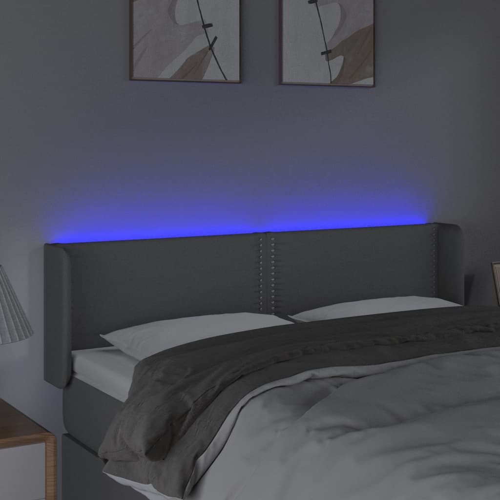 Világosszürke szövet led-es fejtámla 147 x 16 x 78/88 cm