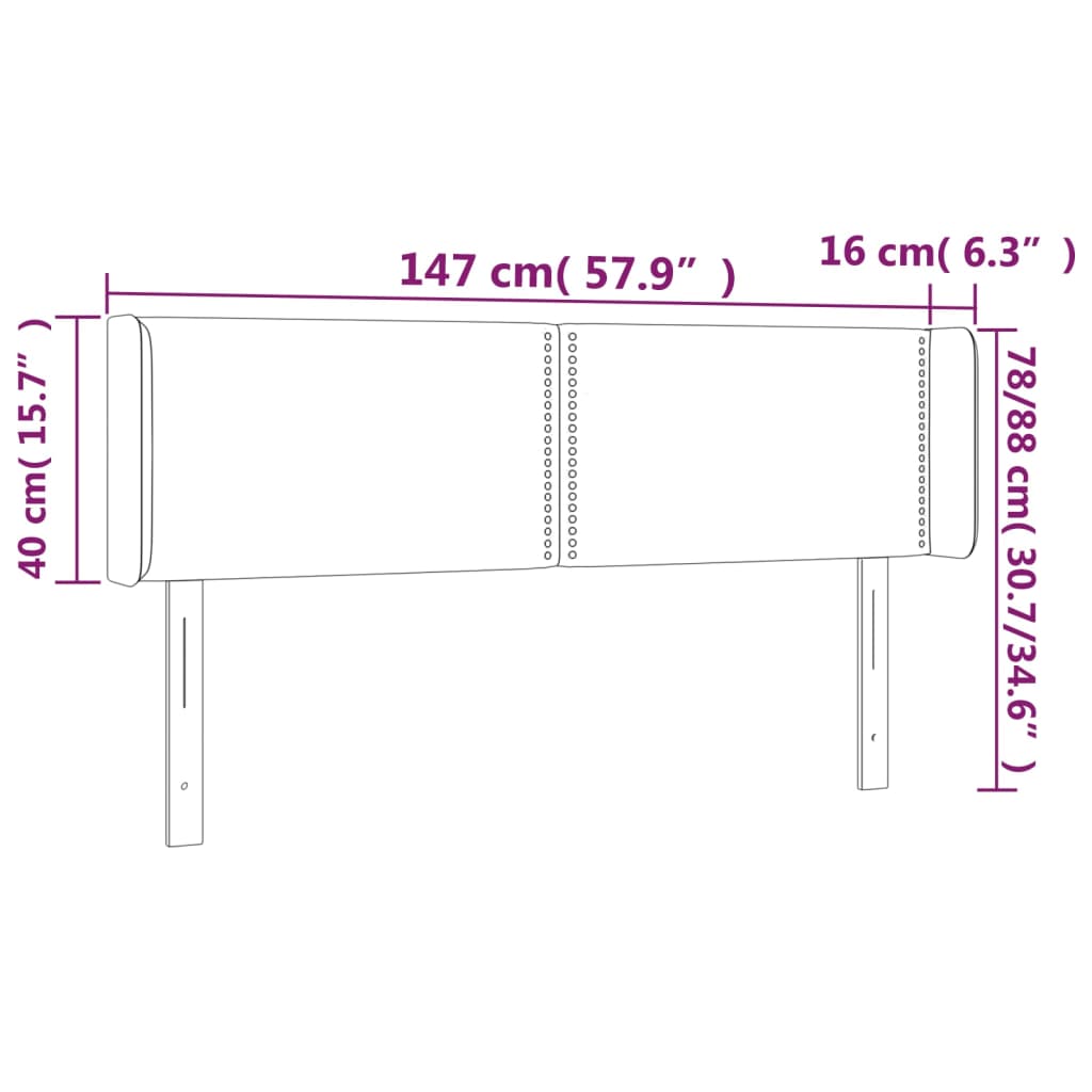 Világosszürke szövet led-es fejtámla 147 x 16 x 78/88 cm