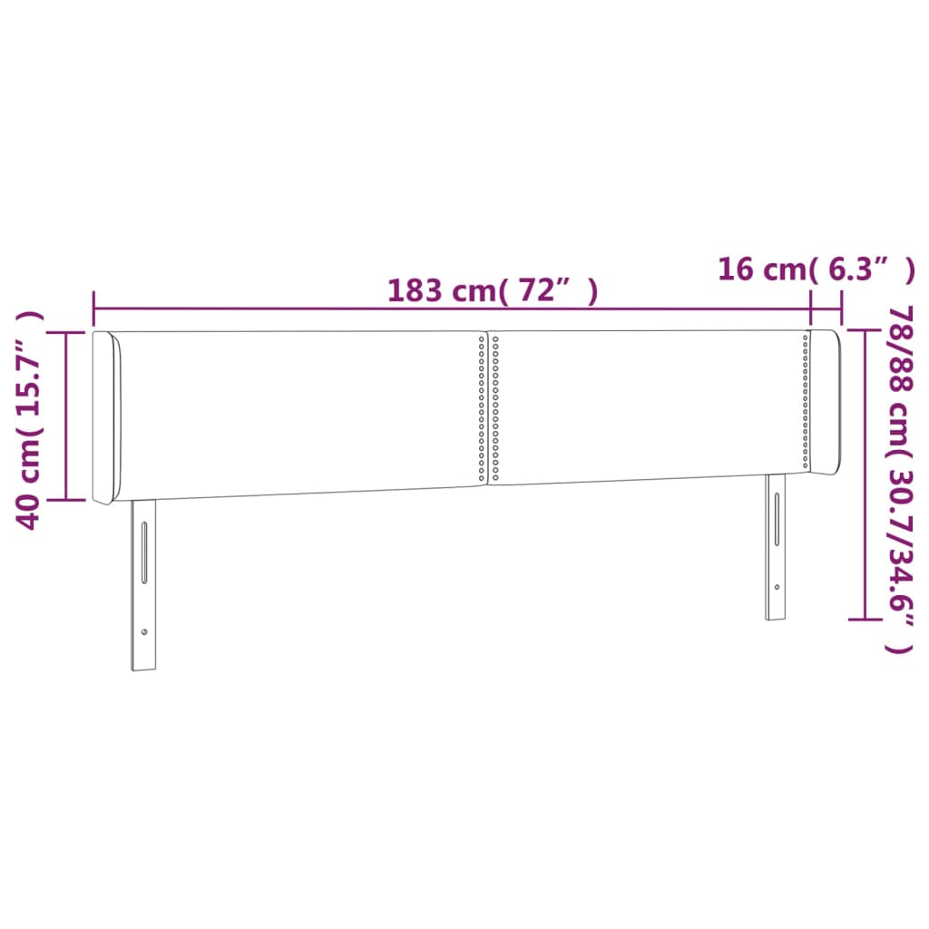 Világosszürke szövet led-es fejtámla 183 x 16 x 78/88 cm