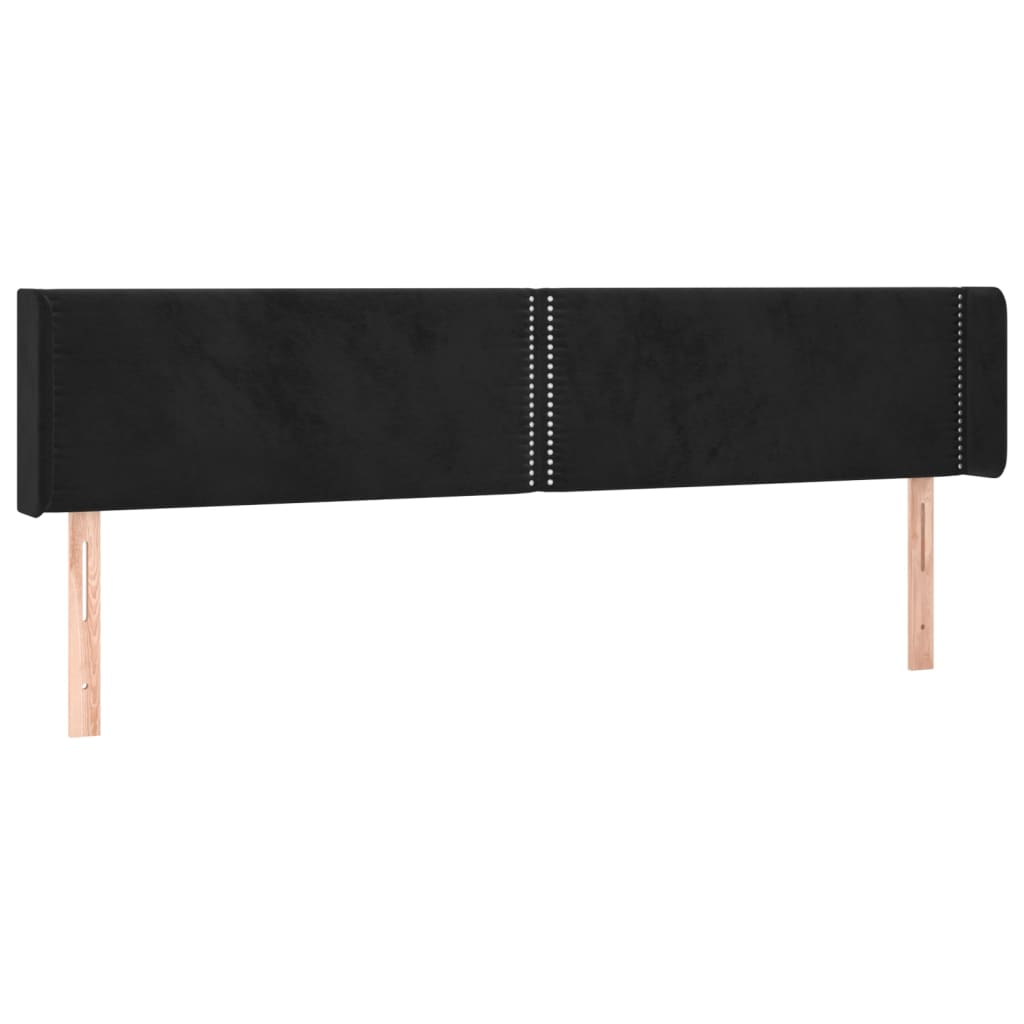 Fekete bársony led-es fejtámla 203 x 16 x 78/88 cm