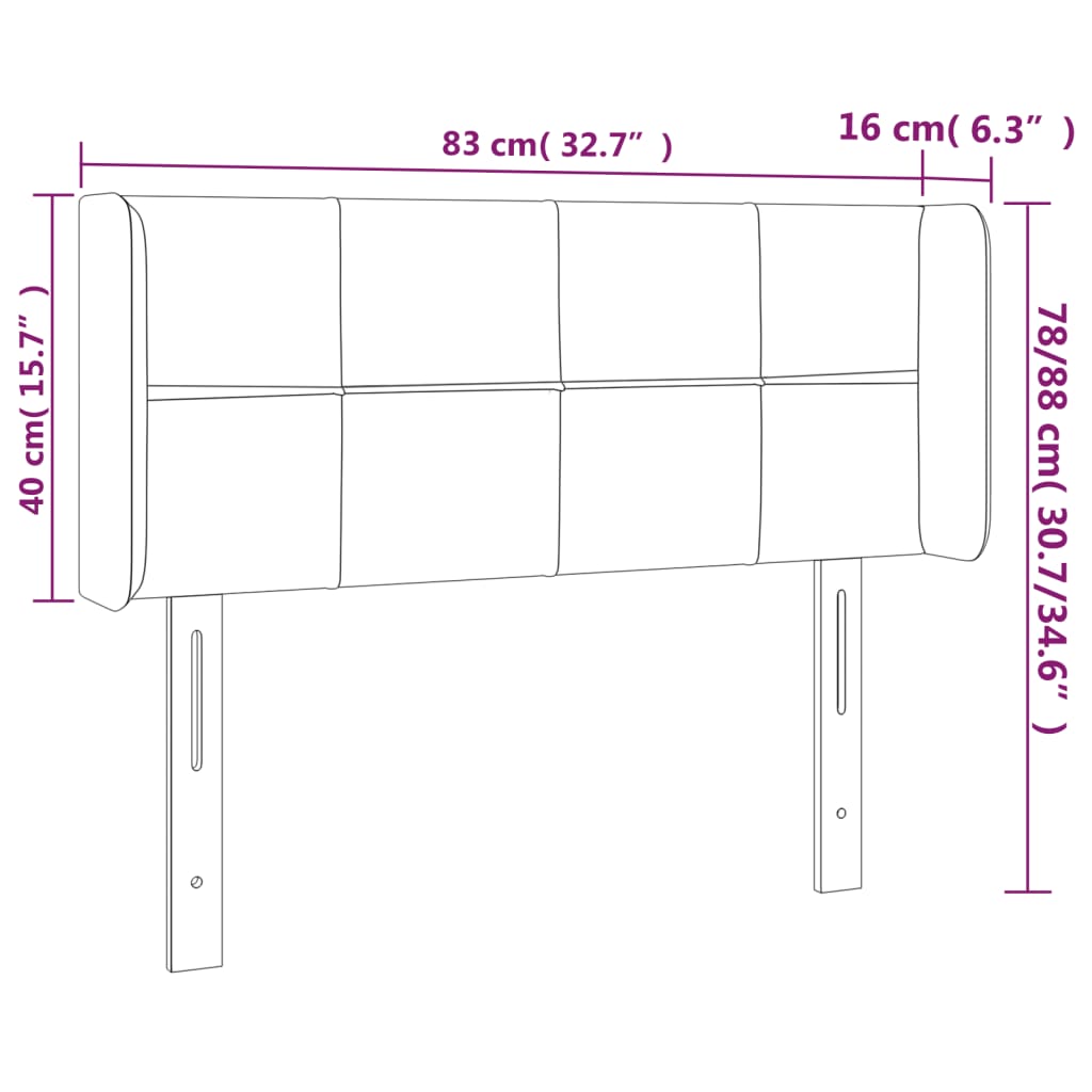Világosszürke szövet led-es fejtámla 83 x 16 x 78/88 cm