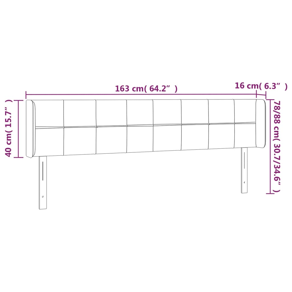 Világosszürke szövet led-es fejtámla 163 x 16 x 78/88 cm