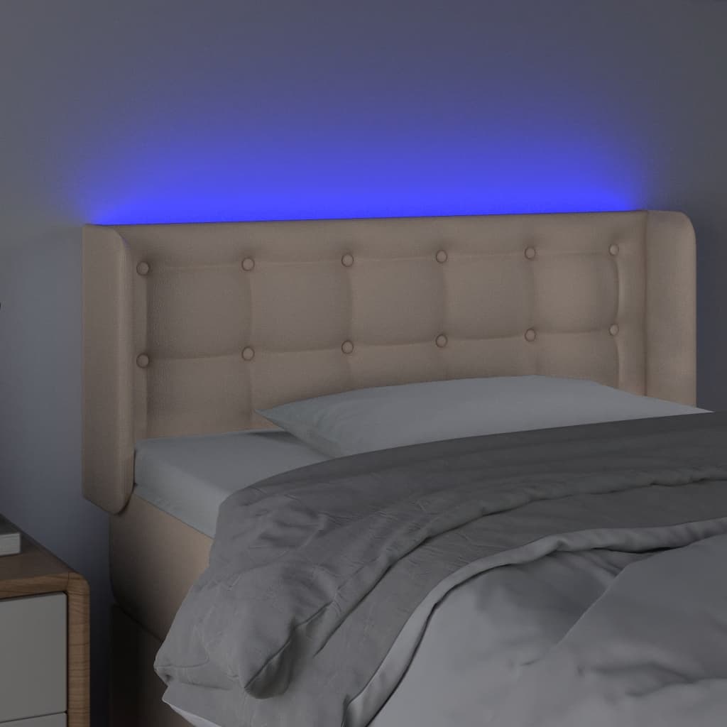 Cappuccino színű műbőr led-es fejtámla 103x16x78/88 cm