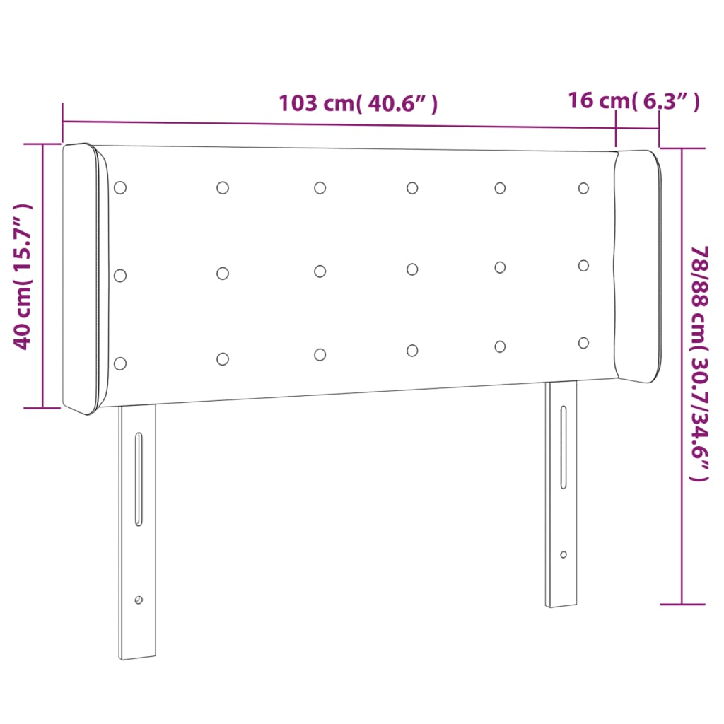 Cappuccino színű műbőr led-es fejtámla 103x16x78/88 cm