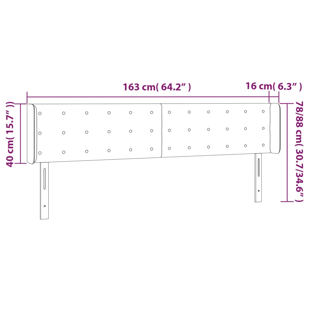 Cappuccino színű műbőr led-es fejtámla 163x16x78/88 cm
