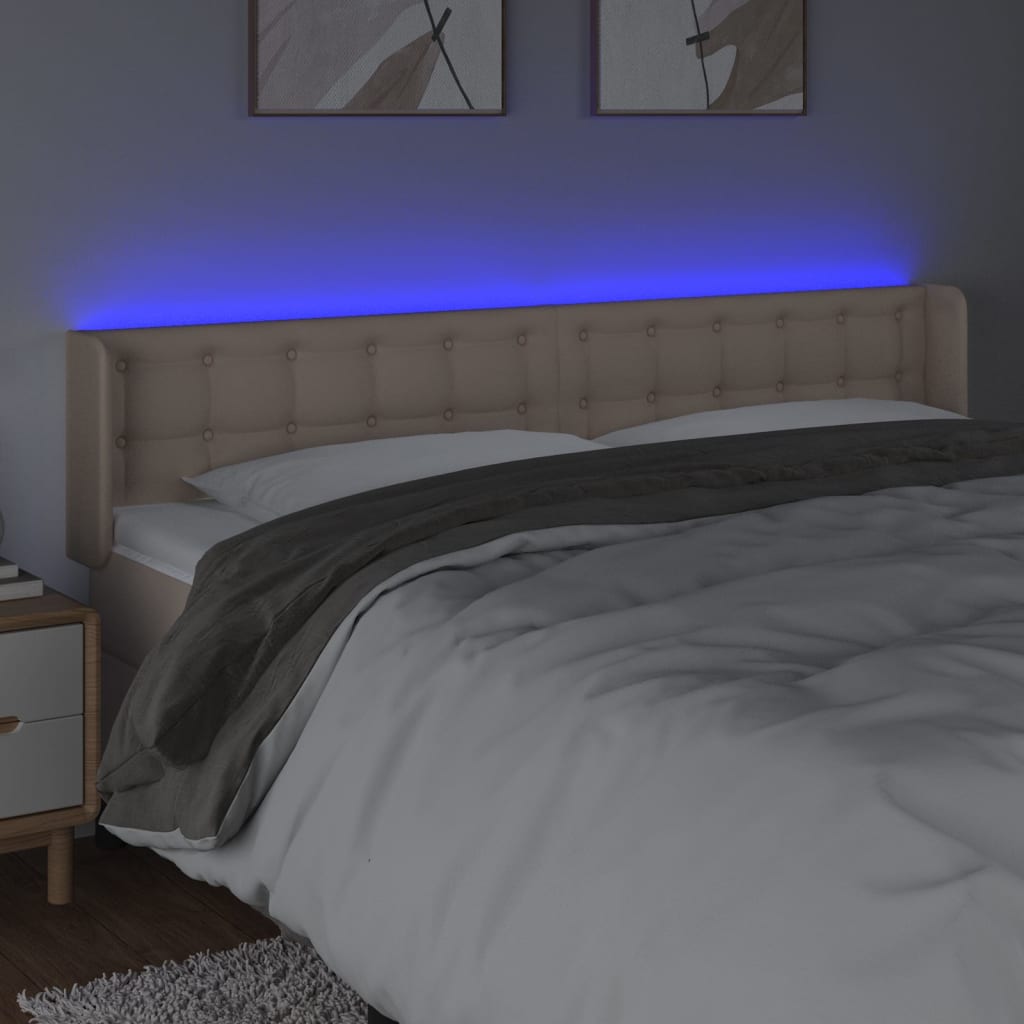Cappuccino színű műbőr led-es fejtámla 203x16x78/88 cm