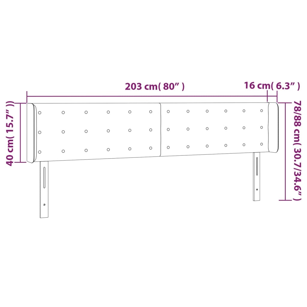 Cappuccino színű műbőr led-es fejtámla 203x16x78/88 cm
