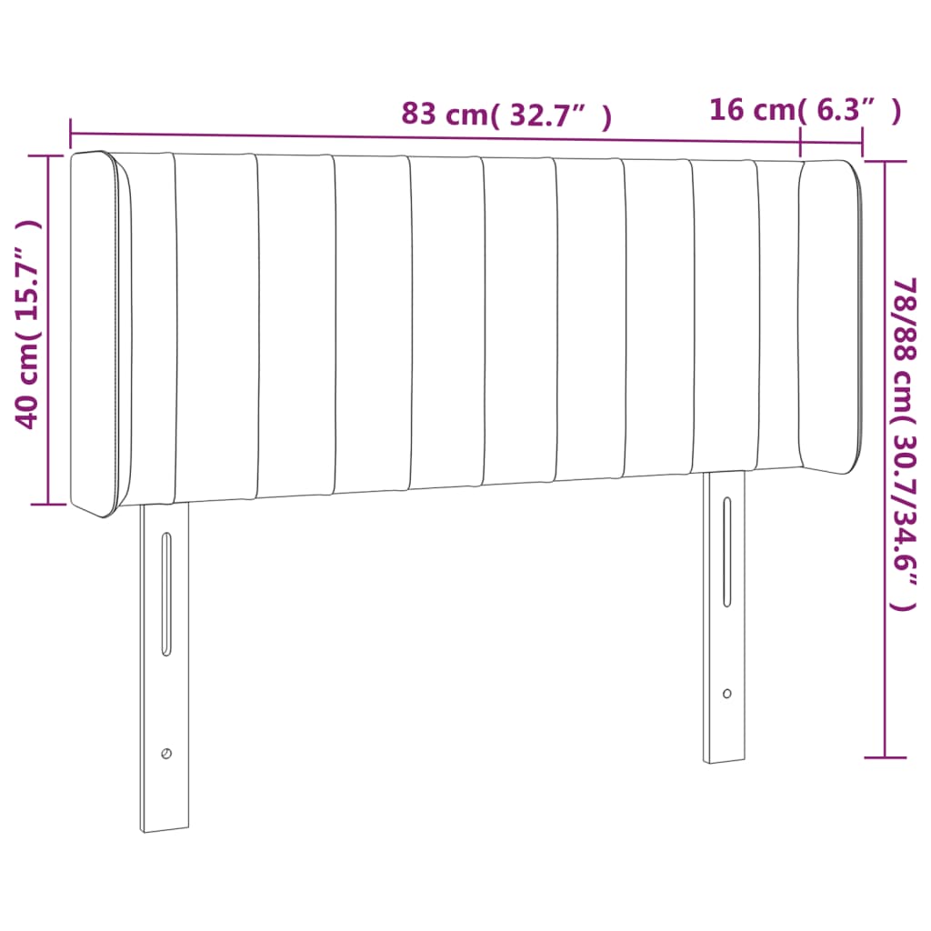 Világosszürke szövet led-es fejtámla 83 x 16 x 78/88 cm
