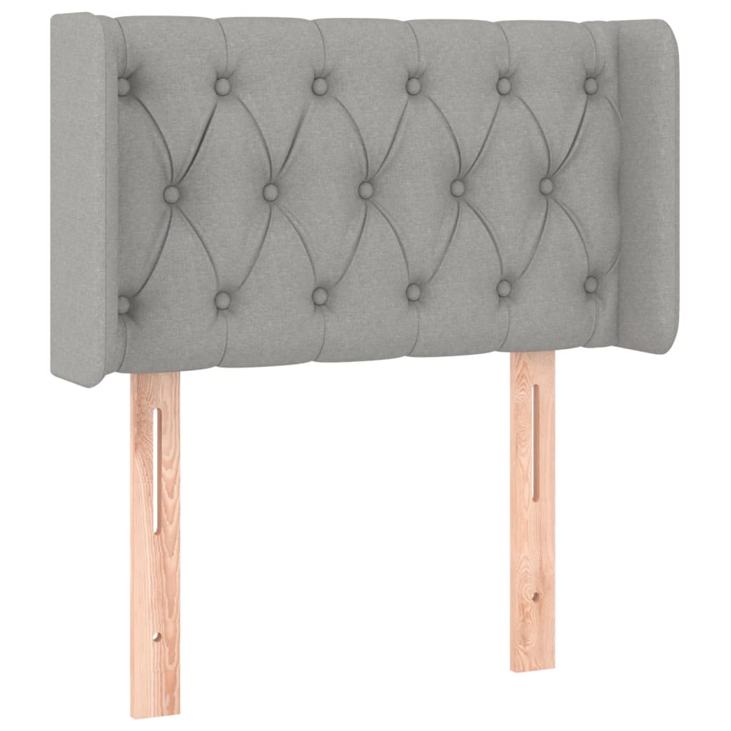 Világosszürke szövet led-es fejtámla 83 x 16 x 78/88 cm
