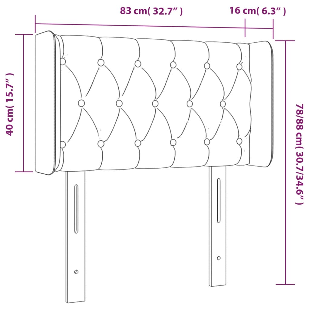 Világosszürke szövet led-es fejtámla 83 x 16 x 78/88 cm