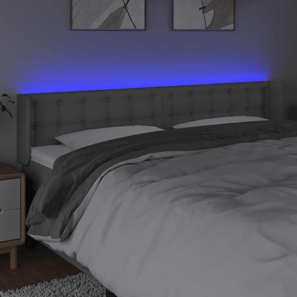 Világosszürke szövet led-es fejtámla 203 x 16 x 78/88 cm
