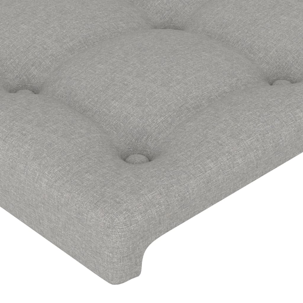 Világosszürke szövet led-es fejtámla 203 x 16 x 78/88 cm