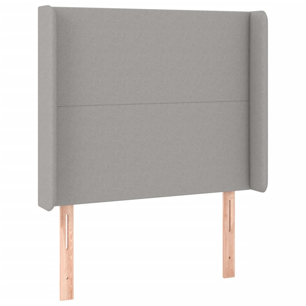 Világosszürke szövet led-es fejtámla 103x16x118/128 cm