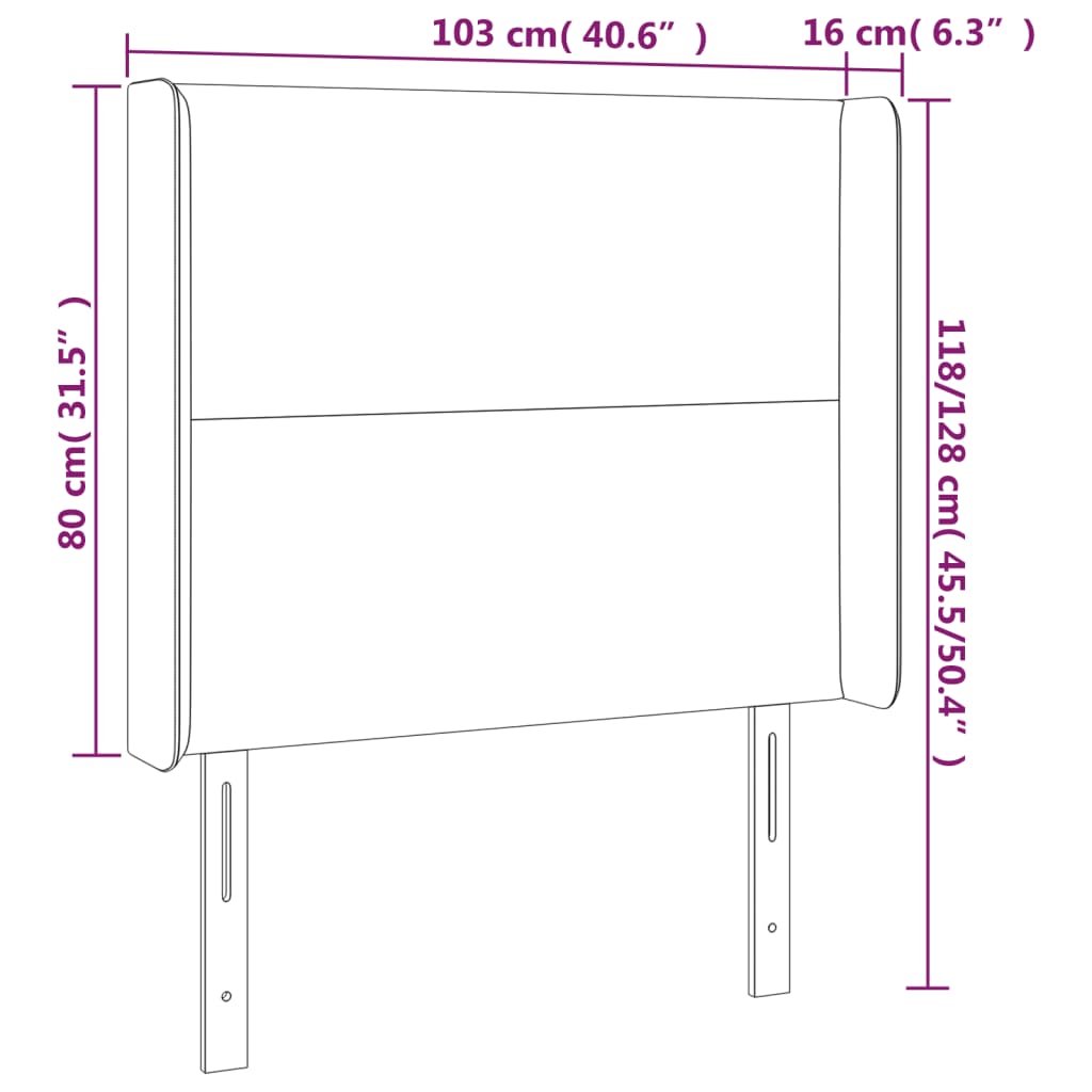 Világosszürke szövet led-es fejtámla 103x16x118/128 cm
