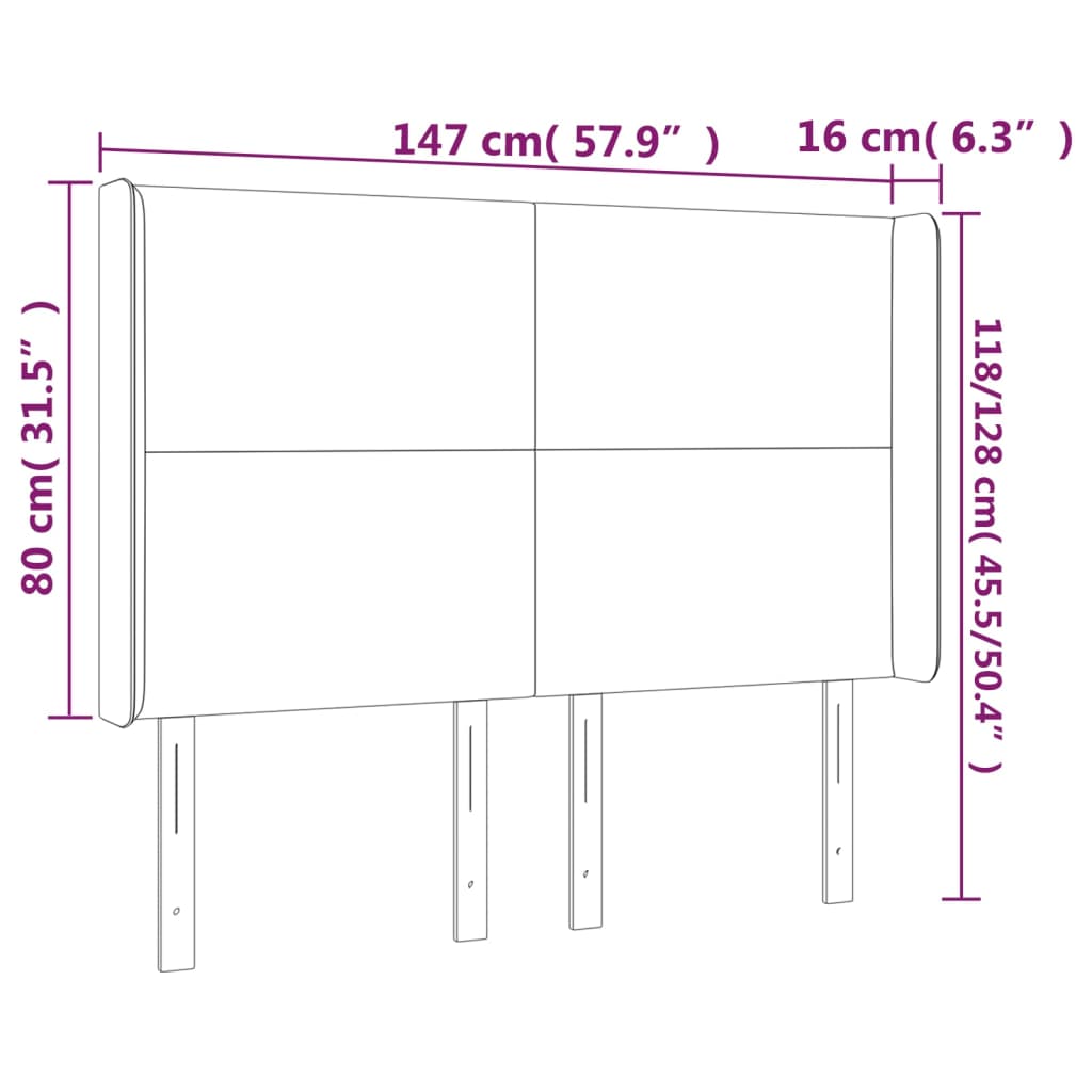Világosszürke szövet led-es fejtámla 147x16x118/128 cm