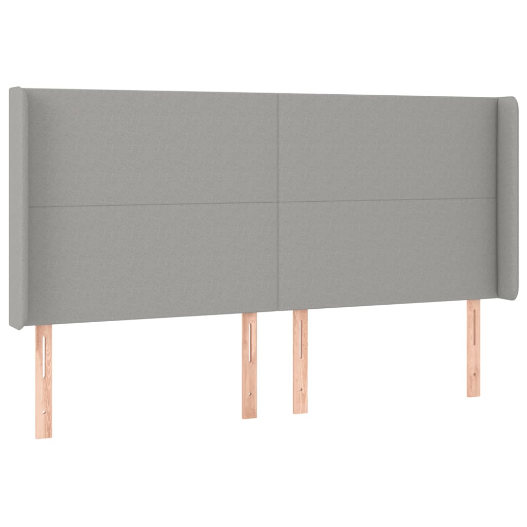 Világosszürke szövet led-es fejtámla 163x16x118/128 cm