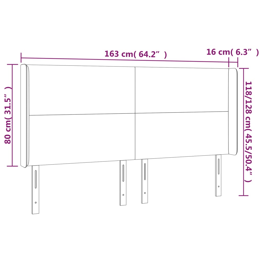 Világosszürke szövet led-es fejtámla 163x16x118/128 cm