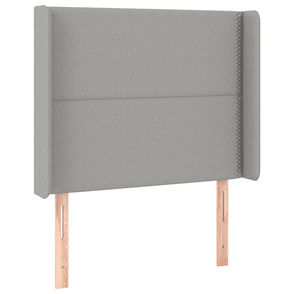 Világosszürke szövet led-es fejtámla 103x16x118/128 cm
