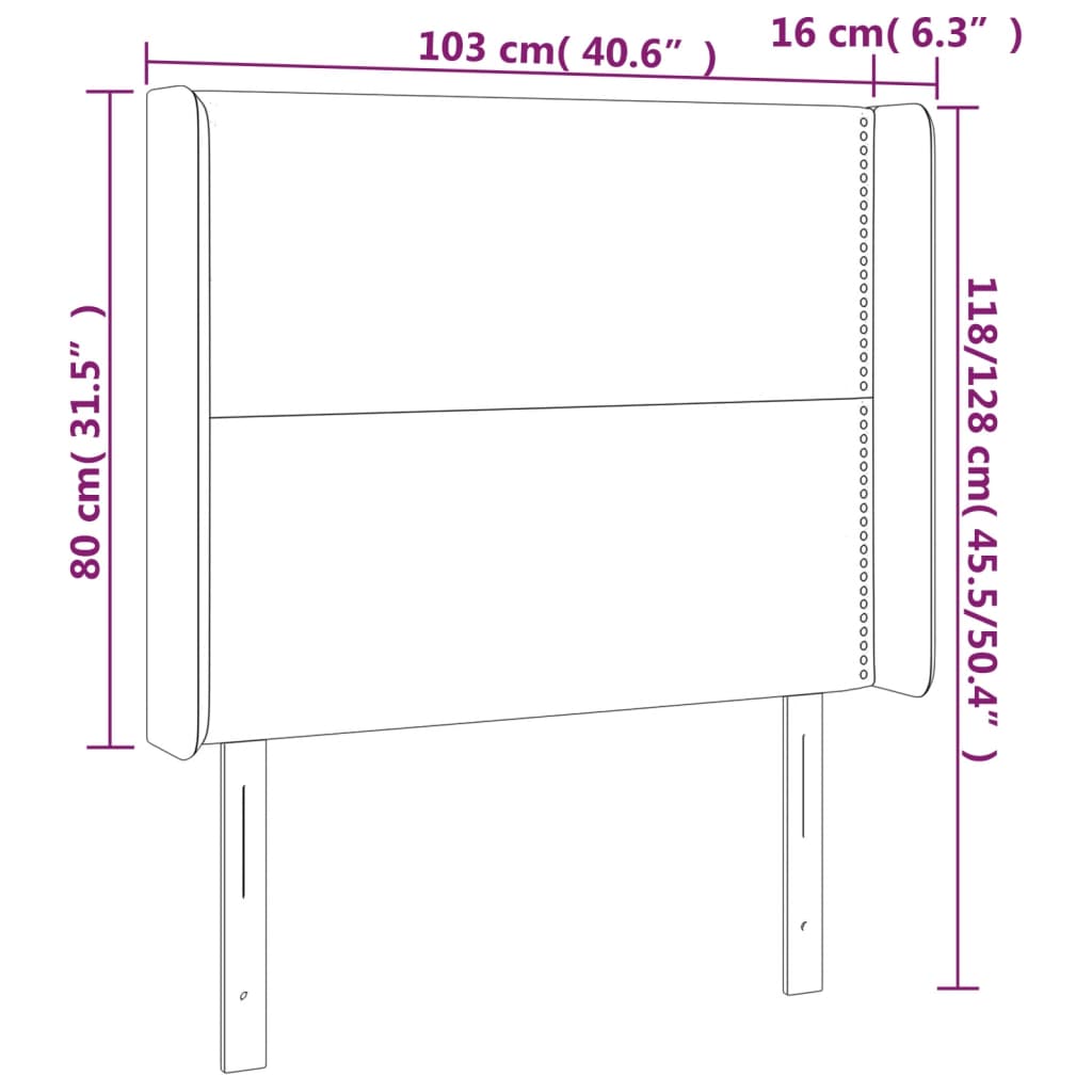 Világosszürke szövet led-es fejtámla 103x16x118/128 cm