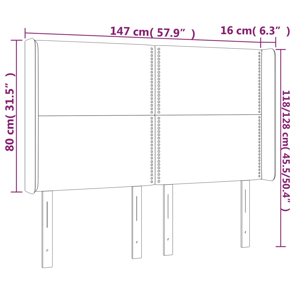 Világosszürke szövet led-es fejtámla 147x16x118/128 cm