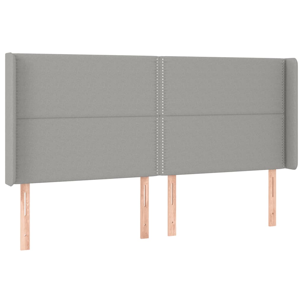 Világosszürke szövet led-es fejtámla 203x16x118/128 cm