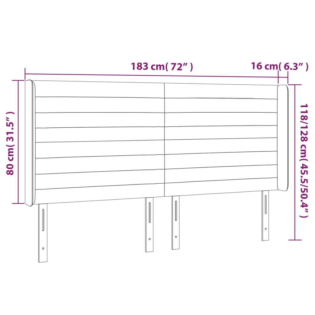 Világosszürke szövet led-es fejtámla 183x16x118/128 cm
