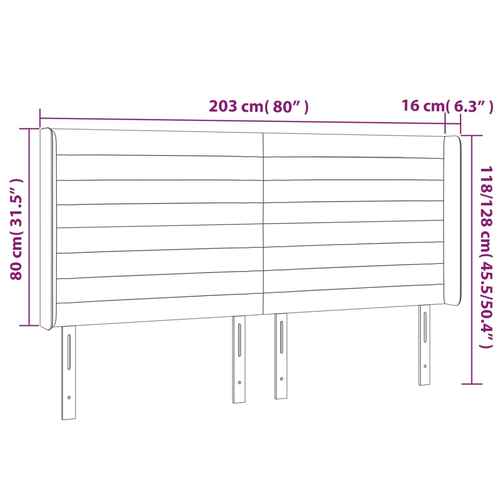 Rózsaszín bársony led-es fejtámla 203x16x118/128 cm