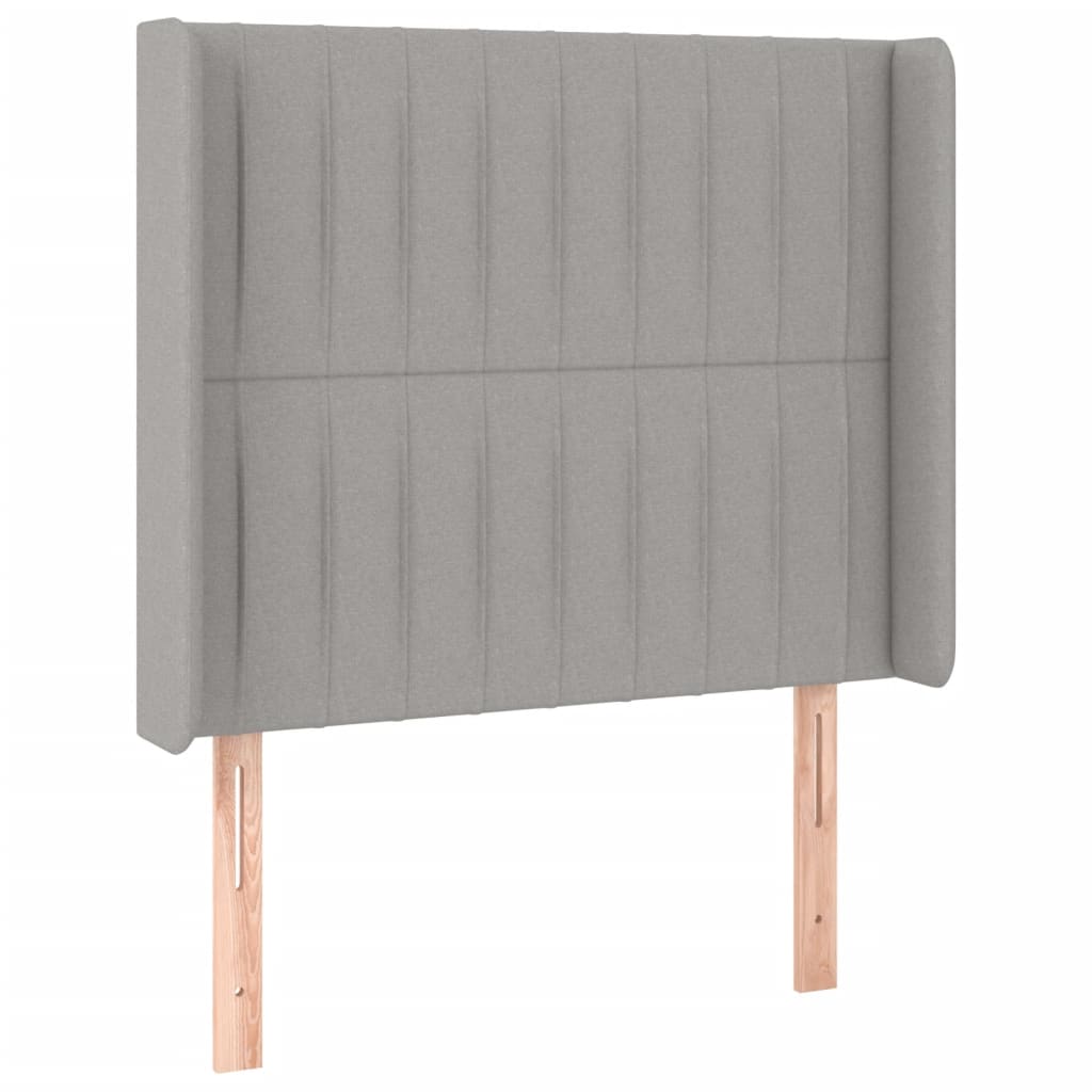 Világosszürke szövet led-es fejtámla 83x16x118/128 cm