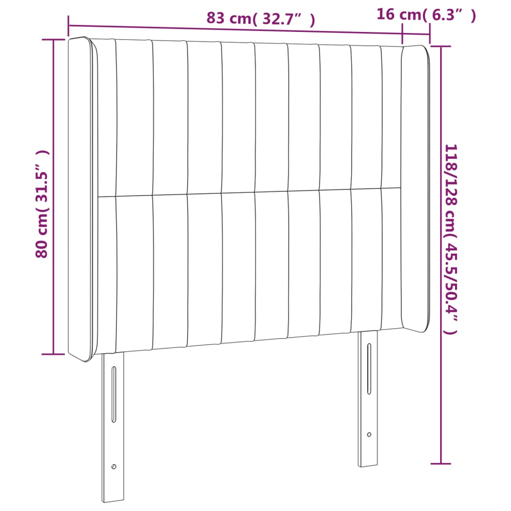 Világosszürke szövet led-es fejtámla 83x16x118/128 cm