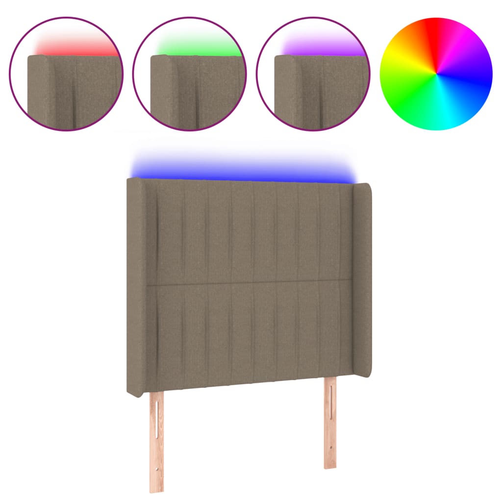 Tópszínű szövet led-es fejtámla 83x16x118/128 cm