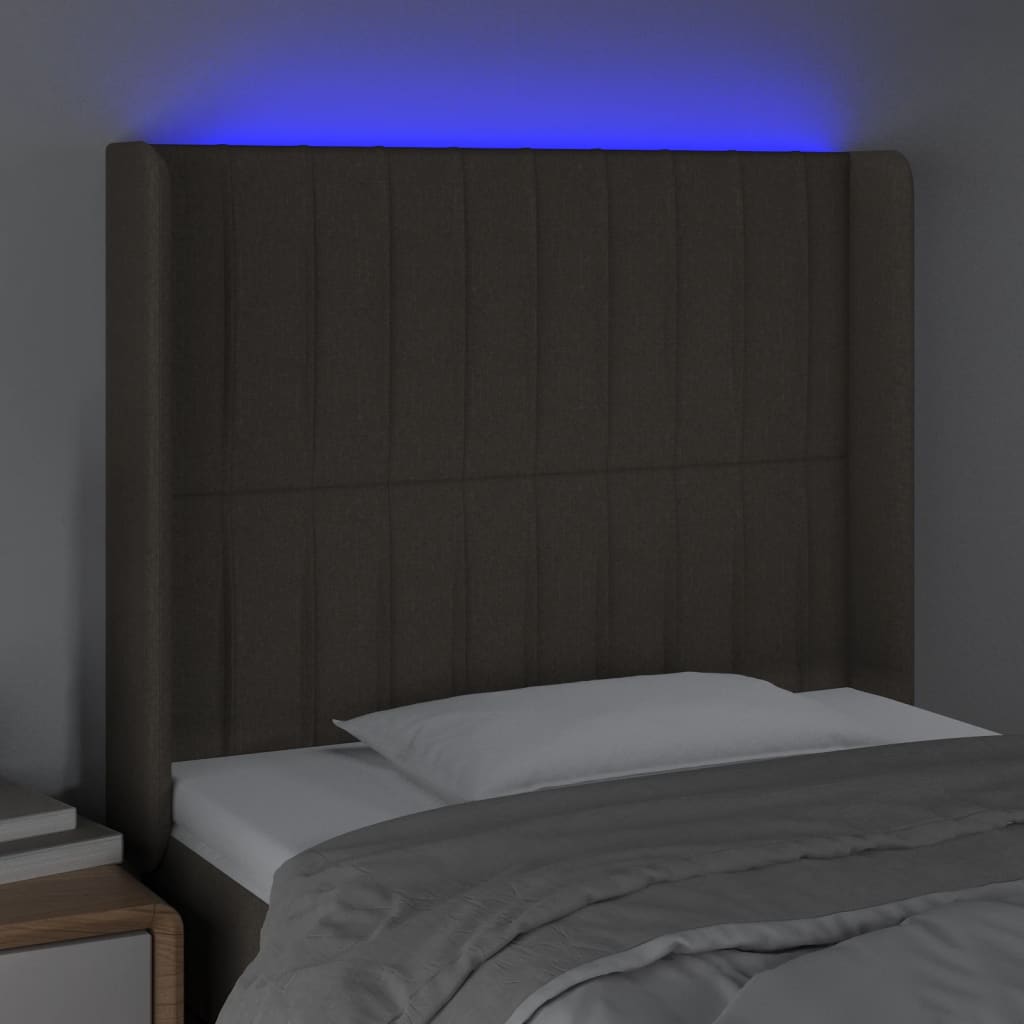Tópszínű szövet led-es fejtámla 83x16x118/128 cm