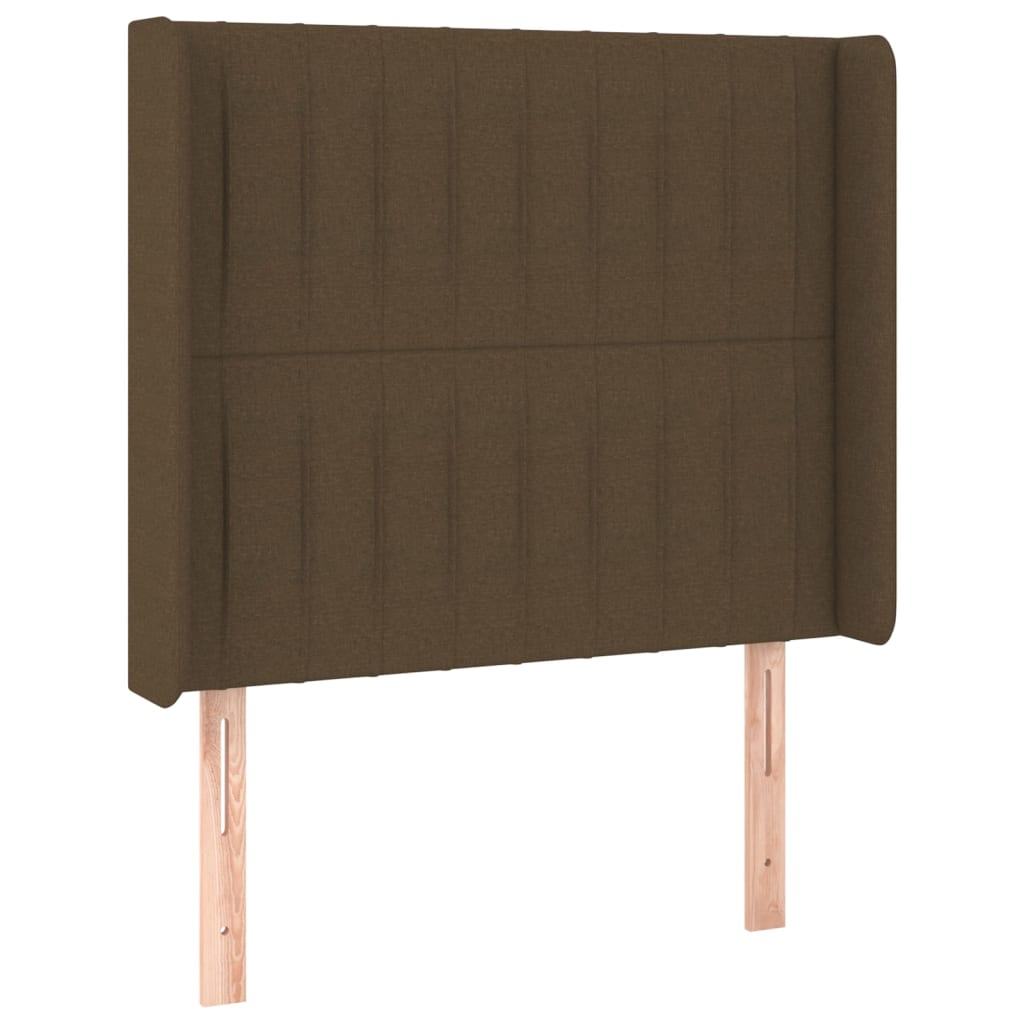 Sötétbarna szövet led-es fejtámla 93x16x118/128 cm