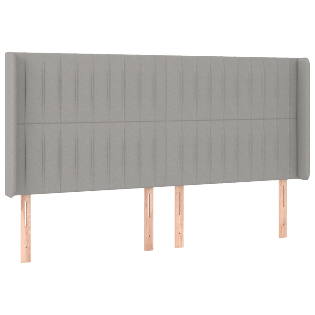 Világosszürke szövet led-es fejtámla 183x16x118/128 cm