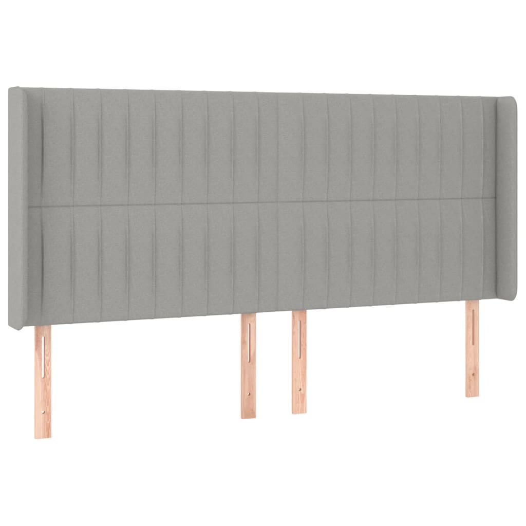 Világosszürke szövet led-es fejtámla 203x16x118/128 cm