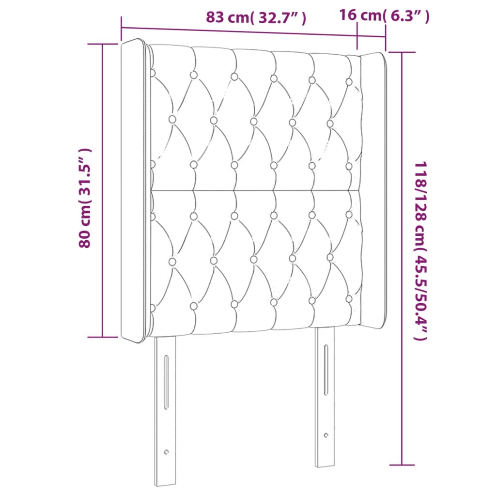 Világosszürke szövet led-es fejtámla 83x16x118/128 cm