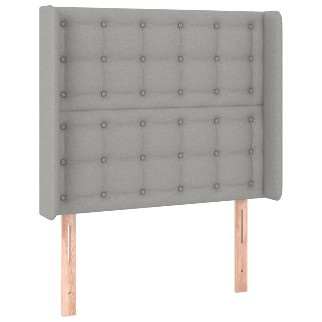 Világosszürke szövet led-es fejtámla 83x16x118/128 cm